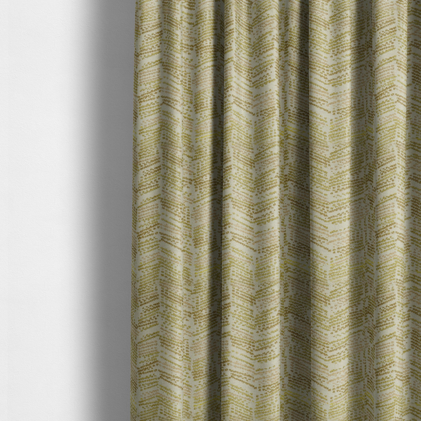 Geometric Wave Stripe Pattern Green Colour Chenille Upholstery Fabric JO-828 - Made To Measure Curtains