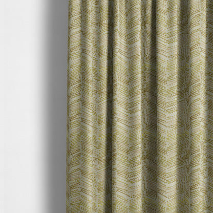 Geometric Wave Stripe Pattern Green Colour Chenille Upholstery Fabric JO-828 - Made To Measure Curtains