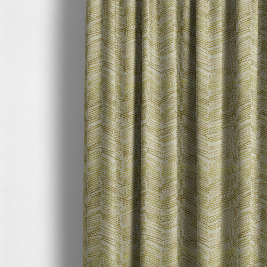 Geometric Wave Stripe Pattern Green Colour Chenille Upholstery Fabric JO-828 - Made To Measure Curtains