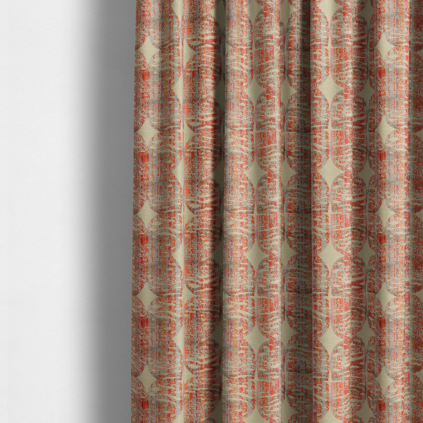 Modern Pattern In Grey Pink Red Colour Cut Velvet Upholstery Fabric JO-832 - Made To Measure Curtains