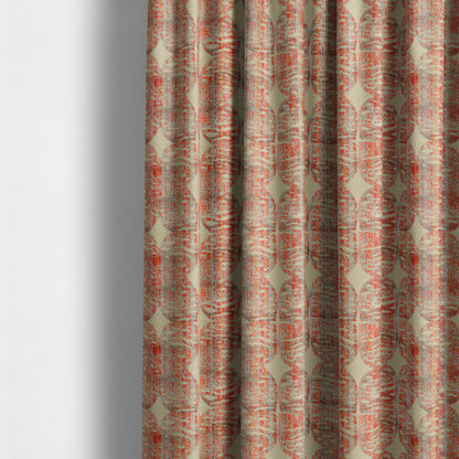 Modern Pattern In Grey Pink Red Colour Cut Velvet Upholstery Fabric JO-832 - Made To Measure Curtains