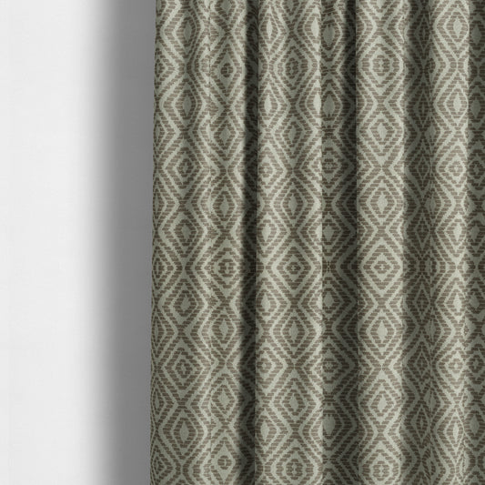 Geometric Diamond Modern Pattern In Grey Colour Chenille Upholstery Fabric JO-838 - Made To Measure Curtains