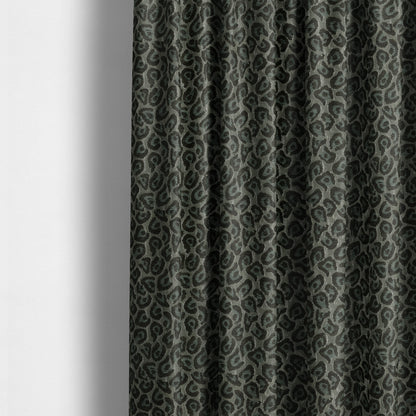 Geometric Abstract Pattern Grey Silver Colour Chenille Upholstery Fabric JO-840 - Made To Measure Curtains