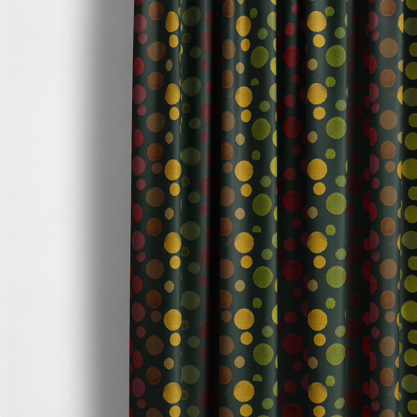 Spotted Geometric Pattern Black Background Multicolored Velvet Upholstery Fabric JO-841 - Made To Measure Curtains