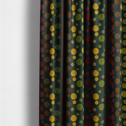 Spotted Geometric Pattern Black Background Multicolored Velvet Upholstery Fabric JO-841 - Made To Measure Curtains