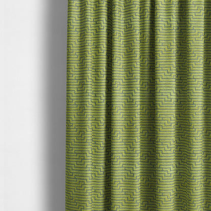 Green Silver Shiny Geometric Modern Pattern Soft Chenille Upholstery Fabric JO-846 - Made To Measure Curtains