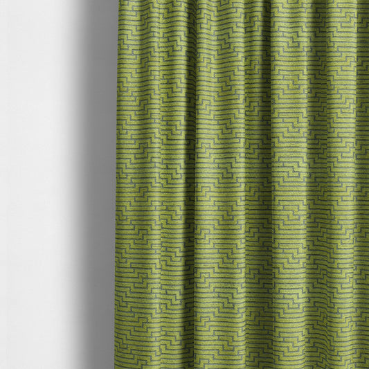 Green Silver Shiny Geometric Modern Pattern Soft Chenille Upholstery Fabric JO-846 - Made To Measure Curtains