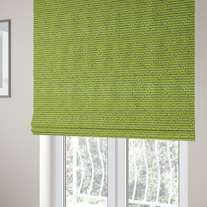 Green Silver Shiny Geometric Modern Pattern Soft Chenille Upholstery Fabric JO-846 - Roman Blinds