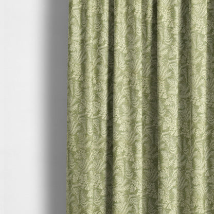 Rowan Leafs Floral Theme Green Colour Pattern Chenille Jacquard Fabric JO-849 - Made To Measure Curtains