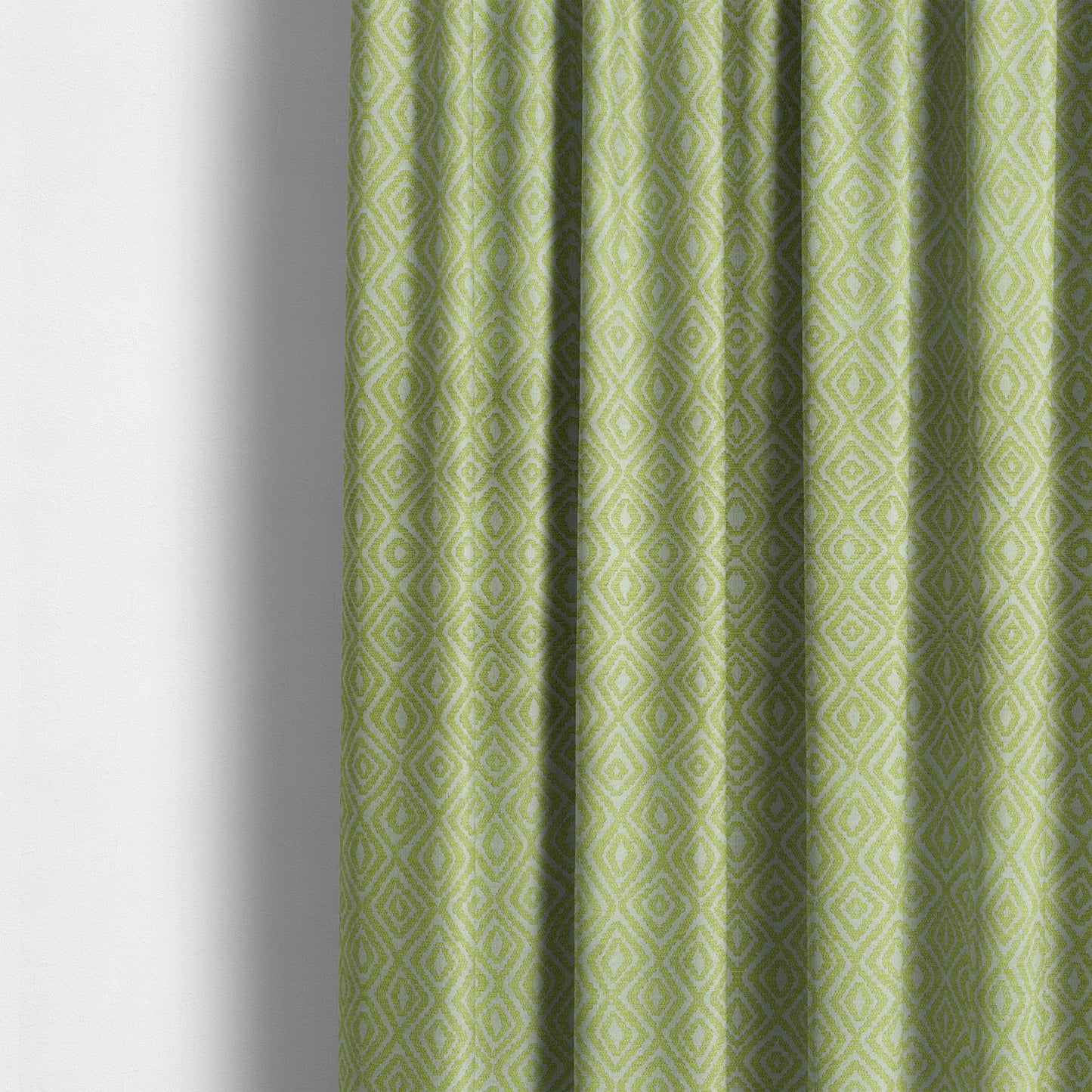 Geometric Diamond Modern Pattern In Green Colour Chenille Upholstery Fabric JO-853 - Made To Measure Curtains