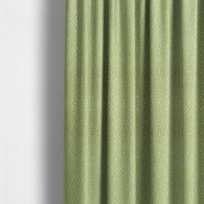 Geometric Diamond Modern Pattern In Green Colour Chenille Upholstery Fabric JO-853 - Made To Measure Curtains