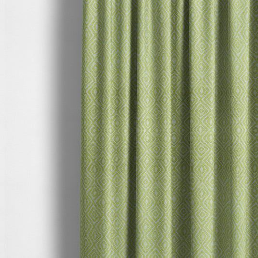 Geometric Diamond Modern Pattern In Green Colour Chenille Upholstery Fabric JO-853 - Made To Measure Curtains