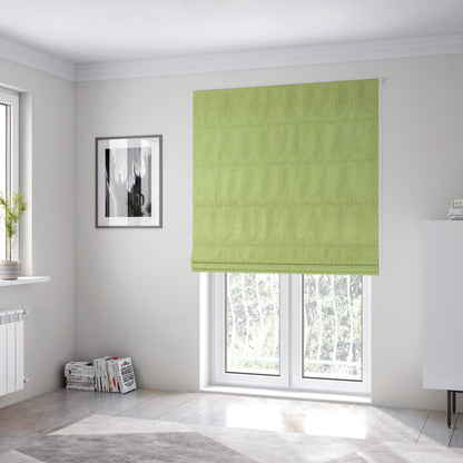 Geometric Diamond Modern Pattern In Green Colour Chenille Upholstery Fabric JO-853 - Roman Blinds