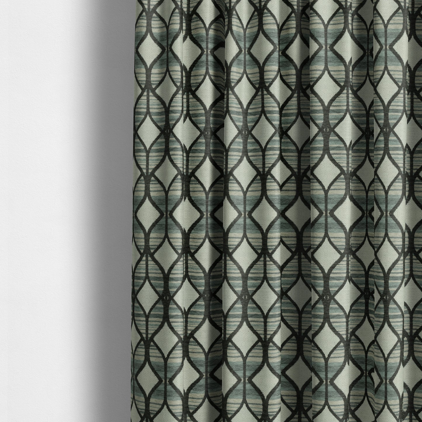 Geometric Modern Pattern In Black Grey Colour Chenille Upholstery Fabric JO-858 - Made To Measure Curtains