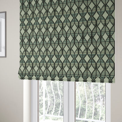 Geometric Modern Pattern In Black Grey Colour Chenille Upholstery Fabric JO-858 - Roman Blinds