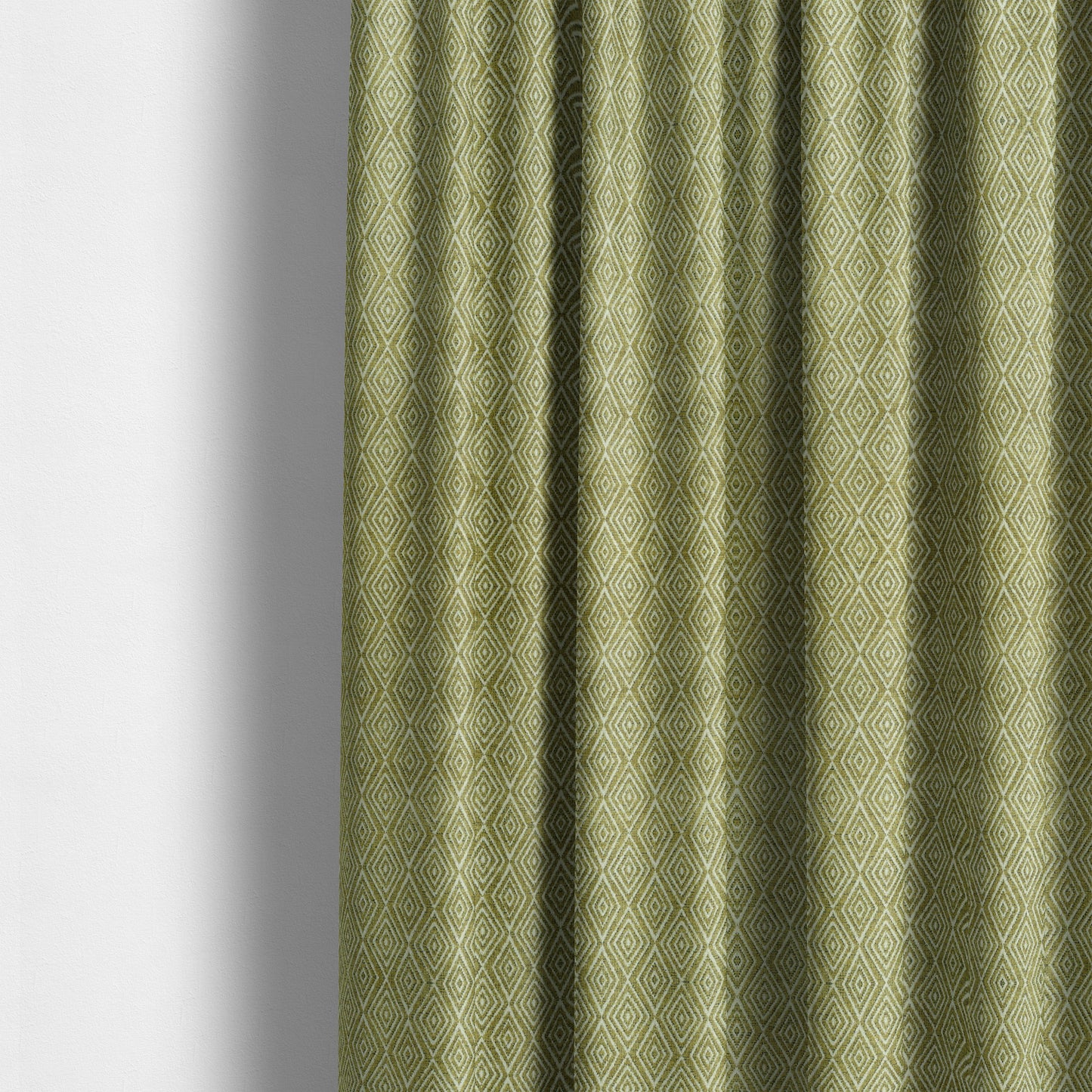 Diamond Geometric Pattern In Green Colour Chenille Upholstery Fabric JO-862 - Made To Measure Curtains