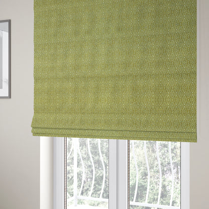 Diamond Geometric Pattern In Green Colour Chenille Upholstery Fabric JO-862 - Roman Blinds