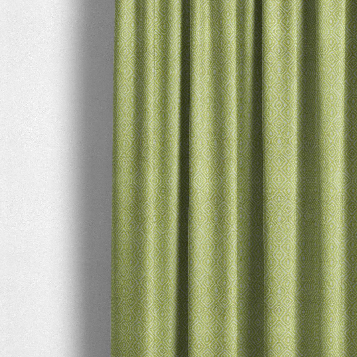 Geometric Diamond Modern Pattern In Green Colour Chenille Upholstery Fabric JO-864 - Made To Measure Curtains