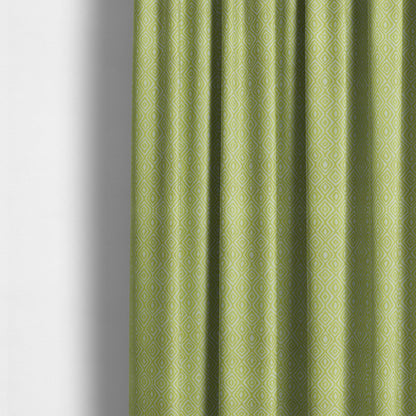 Geometric Diamond Modern Pattern In Green Colour Chenille Upholstery Fabric JO-864 - Made To Measure Curtains