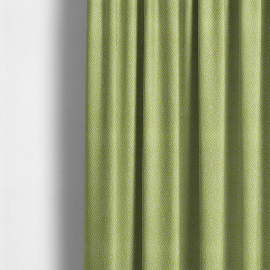 Geometric Diamond Modern Pattern In Green Colour Chenille Upholstery Fabric JO-864 - Made To Measure Curtains