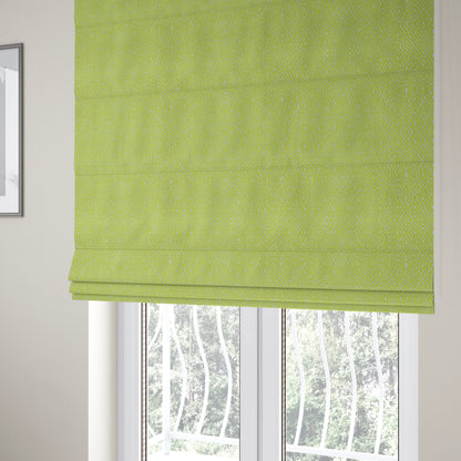 Geometric Diamond Modern Pattern In Green Colour Chenille Upholstery Fabric JO-864 - Roman Blinds