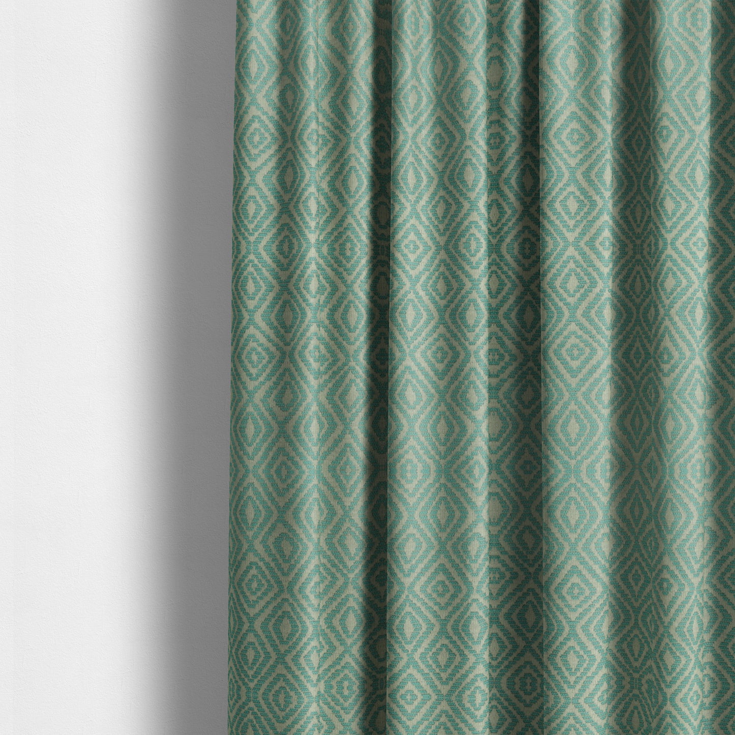 Geometric Diamond Modern Pattern In Teal Colour Chenille Upholstery Fabric JO-870 - Made To Measure Curtains