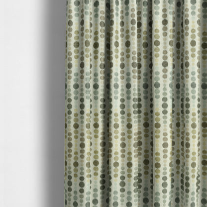 Green Brown Colour Dotted Geometric Pattern Chenille Upholstery Fabric JO-877 - Made To Measure Curtains