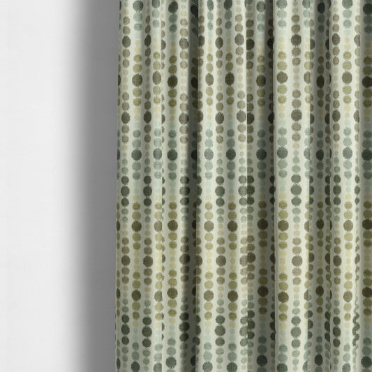 Green Brown Colour Dotted Geometric Pattern Chenille Upholstery Fabric JO-877 - Made To Measure Curtains