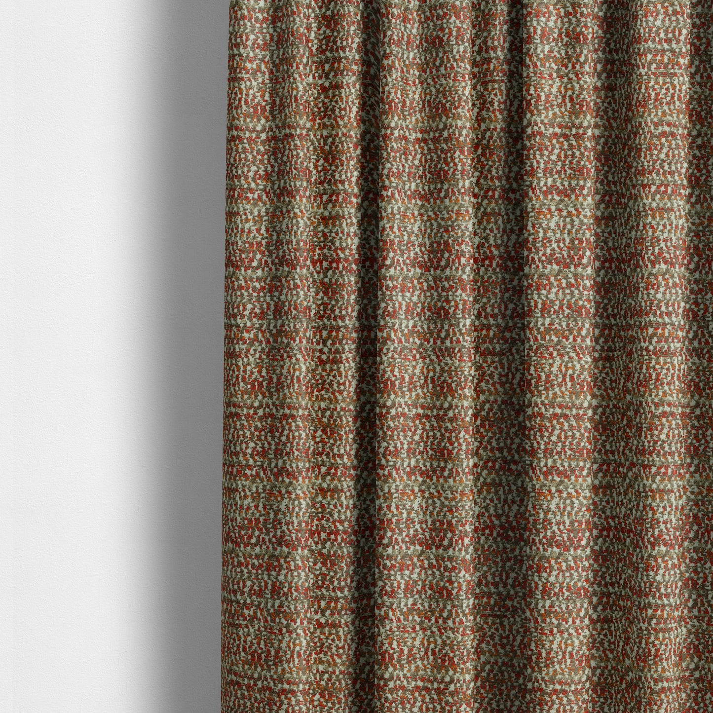 Abstract Pattern In Red Orange Brown Colour Chenille Upholstery Fabric JO-885 - Made To Measure Curtains