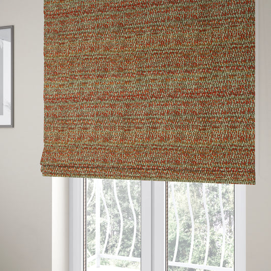 Abstract Pattern In Red Orange Brown Colour Chenille Upholstery Fabric JO-885 - Roman Blinds