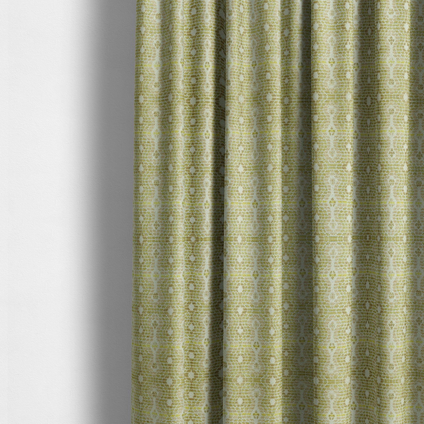 Geometric Pattern Green Colour Chenille Upholstery Fabric JO-889 - Made To Measure Curtains