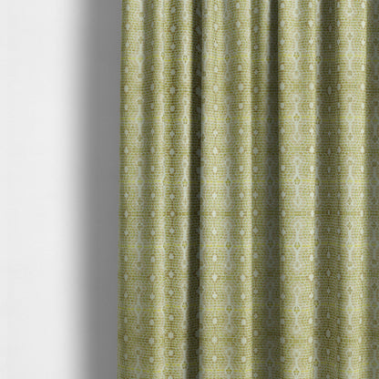 Geometric Pattern Green Colour Chenille Upholstery Fabric JO-889 - Made To Measure Curtains