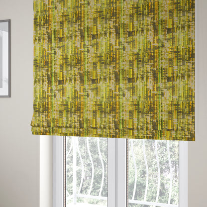 Abstract Full Pattern In Green Brown Colour Velvet Upholstery Fabric JO-890 - Roman Blinds