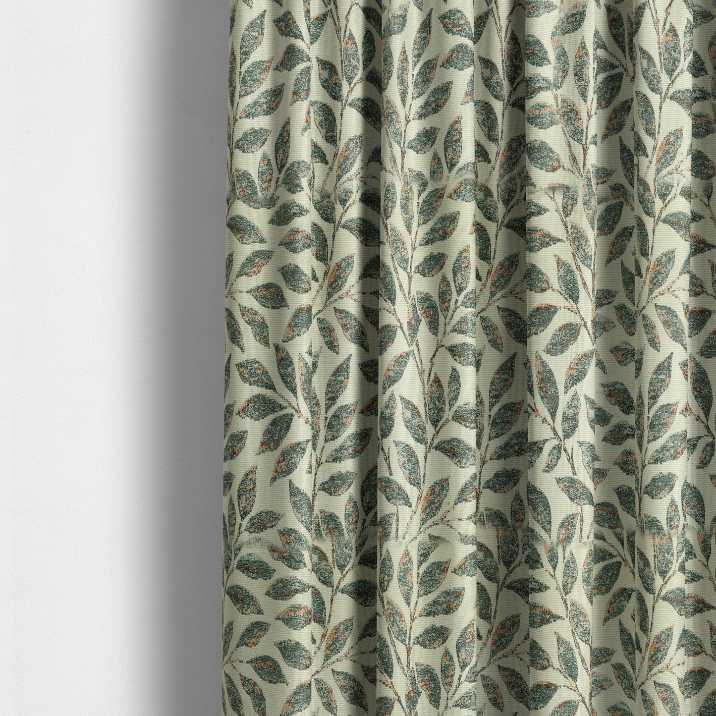 Floral Leaf Theme Pattern In Blue Colour Chenille Jacquard Furniture Fabric JO-896 - Made To Measure Curtains