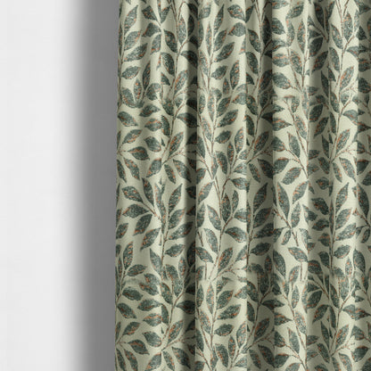 Floral Leaf Theme Pattern In Blue Colour Chenille Jacquard Furniture Fabric JO-896 - Made To Measure Curtains