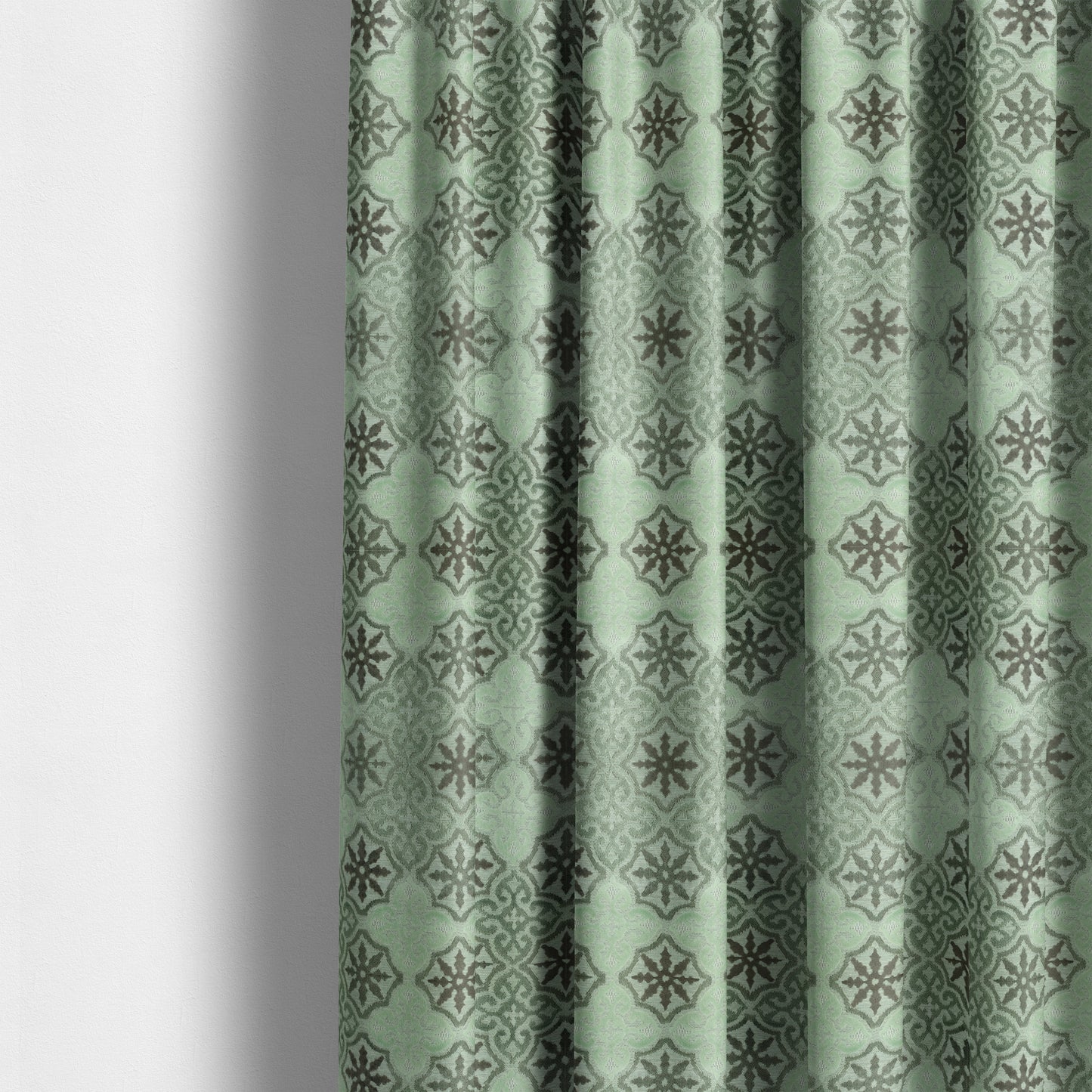 Medallion Pattern In Green Grey Colour Velvet Upholstery Fabric JO-899 - Made To Measure Curtains