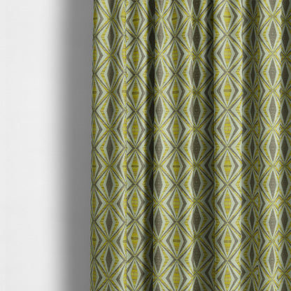 Geometric Modern Pattern In Yellow Brown Colour Chenille Upholstery Fabric JO-900 - Made To Measure Curtains