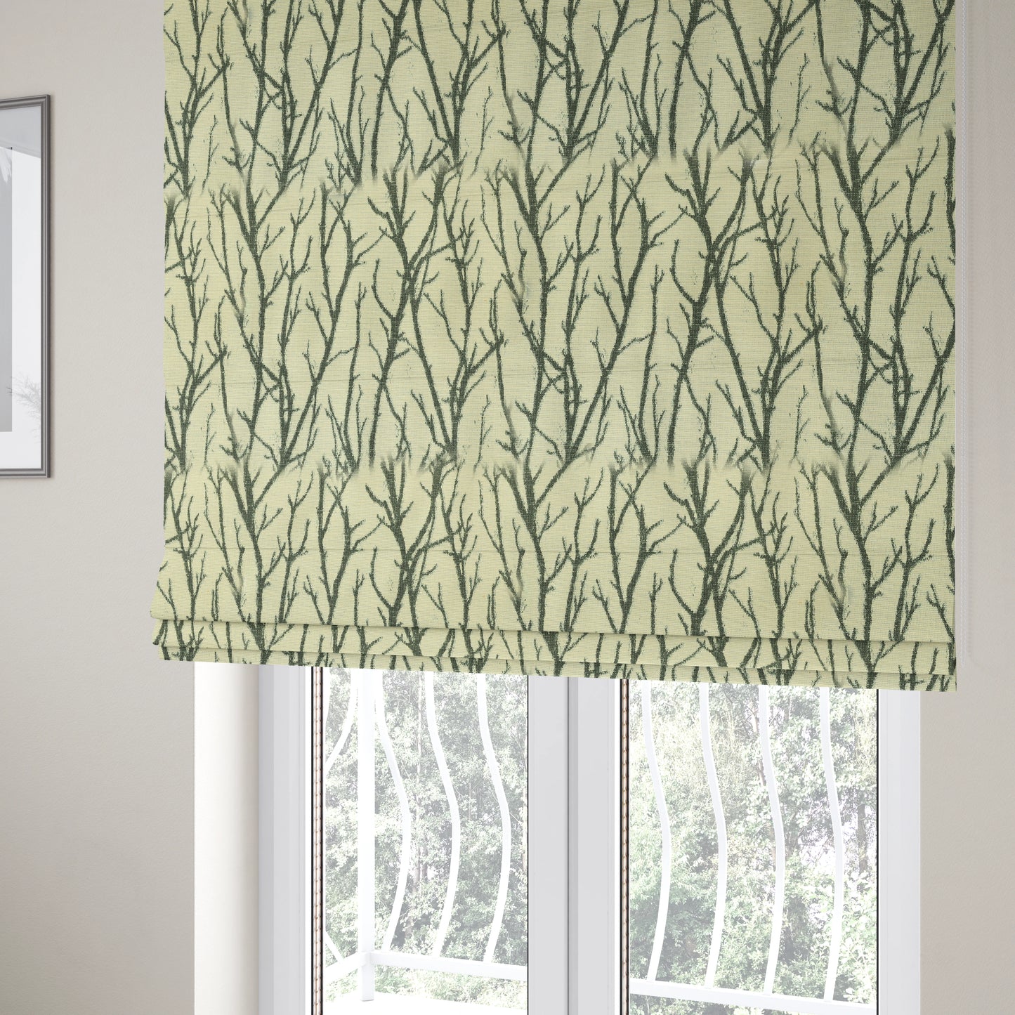 Abscission Tree Pattern In Cream Colour Chenille Jacquard Furniture Fabric JO-902 - Roman Blinds