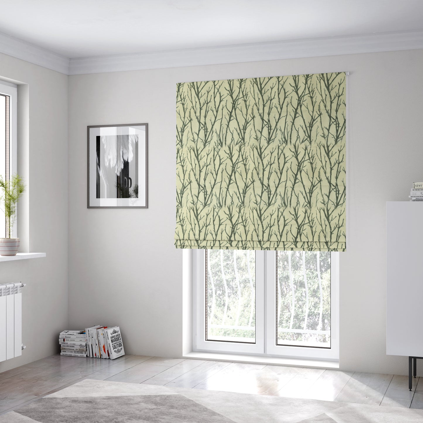 Abscission Tree Pattern In Cream Colour Chenille Jacquard Furniture Fabric JO-902 - Roman Blinds