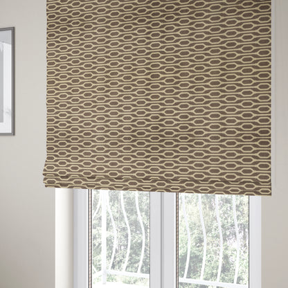 Brown Colour Eclipsed Striped Pattern Chenille Upholstery Fabric JO-903 - Roman Blinds