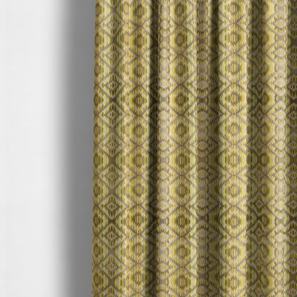 Zigg Zagg Geometric Pattern In Green Brown Colour Velvet Upholstery Fabric JO-904 - Made To Measure Curtains