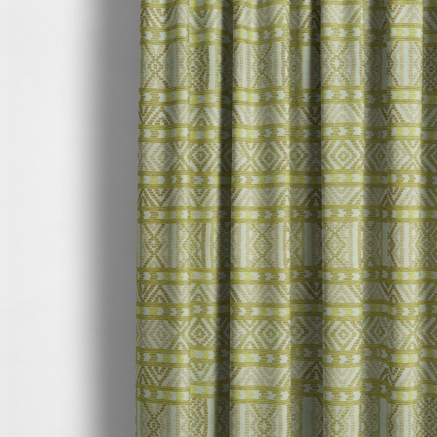 Tribal Aztec Pattern Lime Green Colour Chenille Upholstery Fabric JO-906 - Made To Measure Curtains