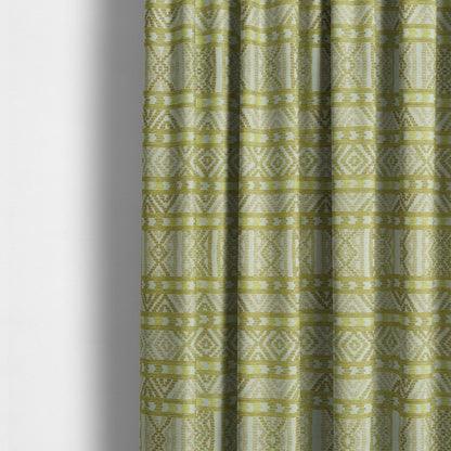 Tribal Aztec Pattern Lime Green Colour Chenille Upholstery Fabric JO-906 - Made To Measure Curtains