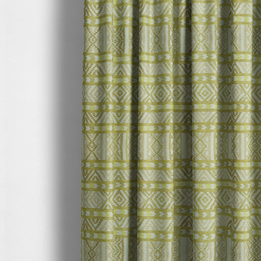 Tribal Aztec Pattern Lime Green Colour Chenille Upholstery Fabric JO-906 - Made To Measure Curtains