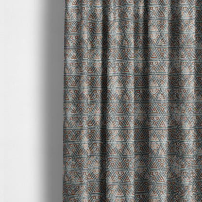 Blue Orange White Balanced Shapes Design Soft Chenille Upholstery Fabric JO-91 - Made To Measure Curtains