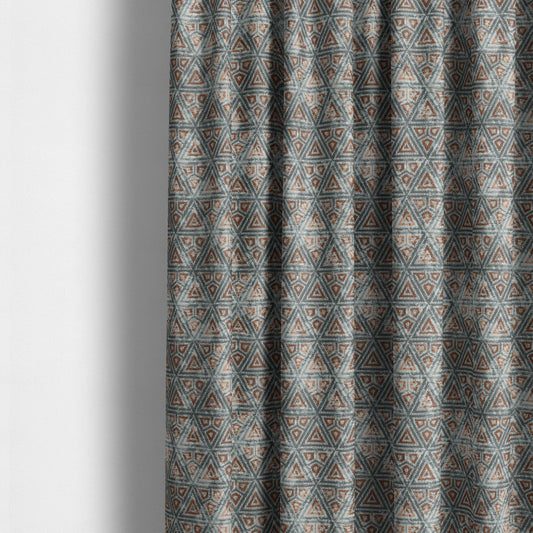 Blue Orange White Balanced Shapes Design Soft Chenille Upholstery Fabric JO-91 - Made To Measure Curtains