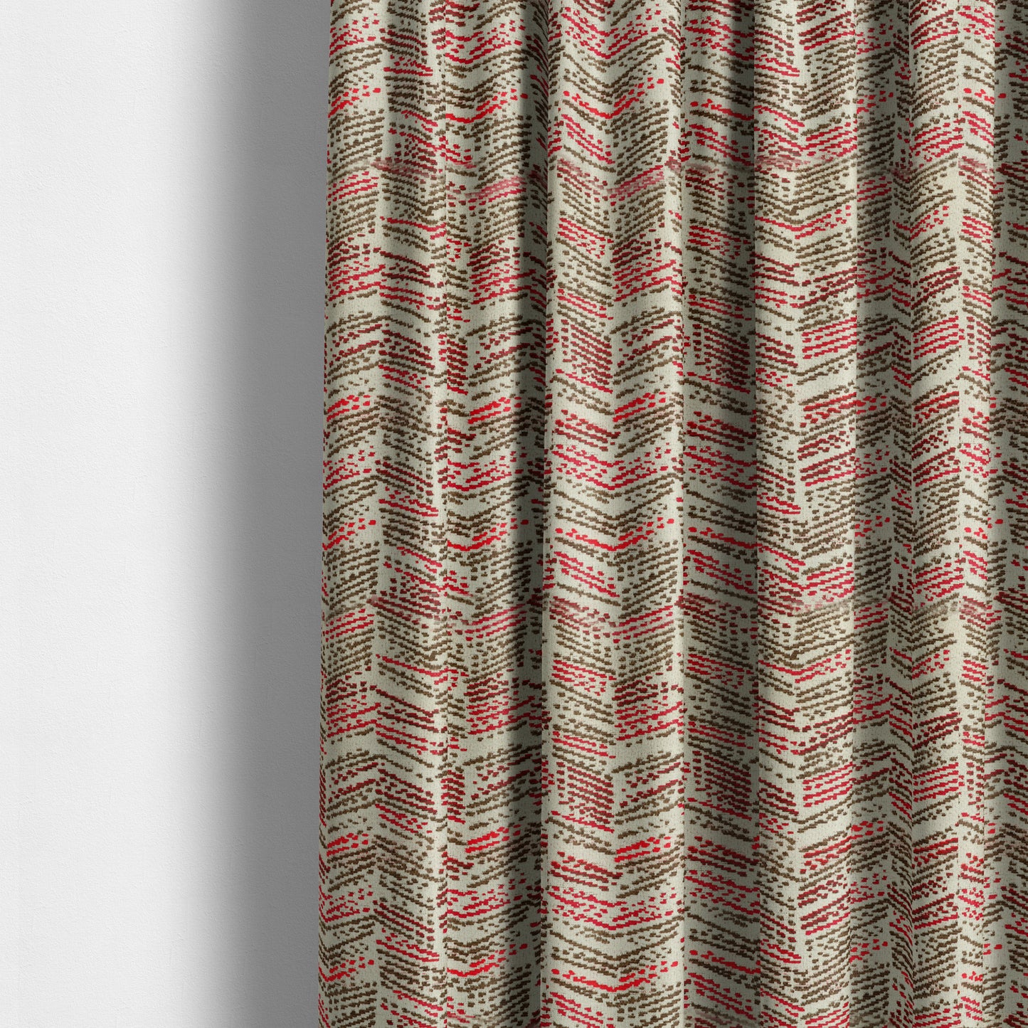 Small Stripe Pattern Red Brown Colour Chenille Upholstery Fabric JO-917 - Made To Measure Curtains