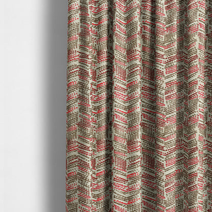 Small Stripe Pattern Red Brown Colour Chenille Upholstery Fabric JO-917 - Made To Measure Curtains