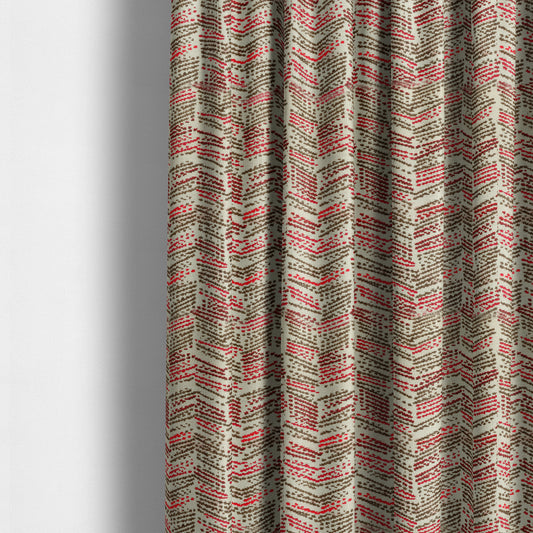 Small Stripe Pattern Red Brown Colour Chenille Upholstery Fabric JO-917 - Made To Measure Curtains