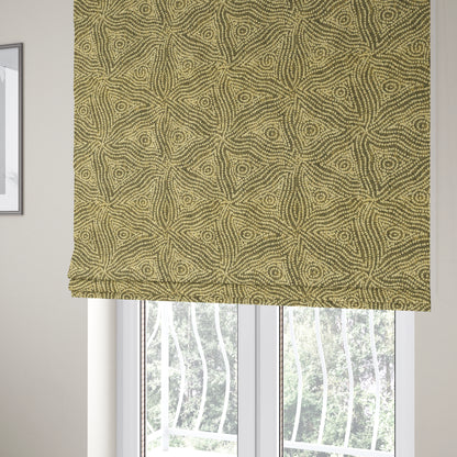 Gold Cream Colour Modern Pyramid Pattern Chenille Upholstery Fabric JO-923 - Roman Blinds